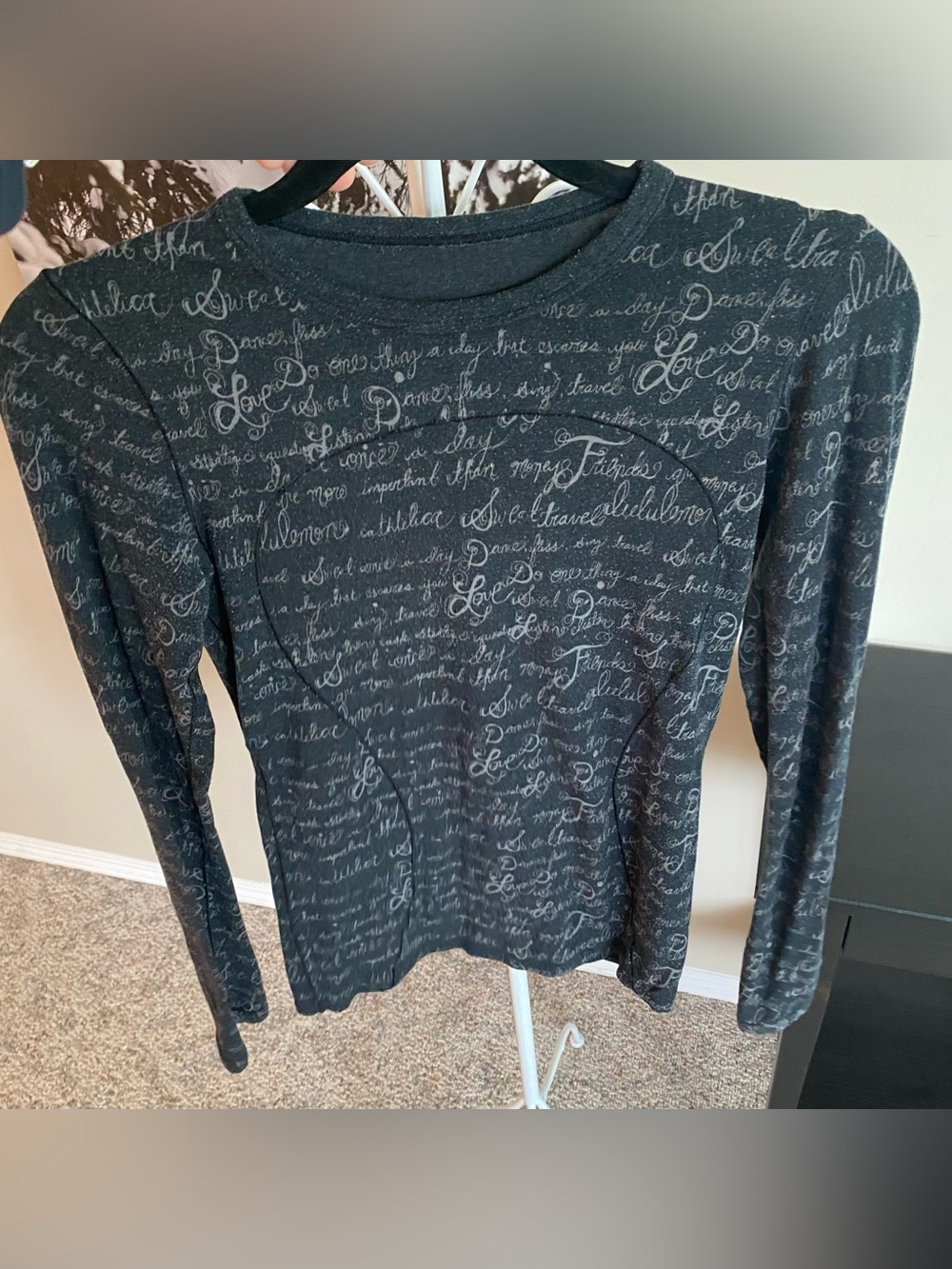 Older lululemon athletica Dark Gray Script Print Long Sleeve Top